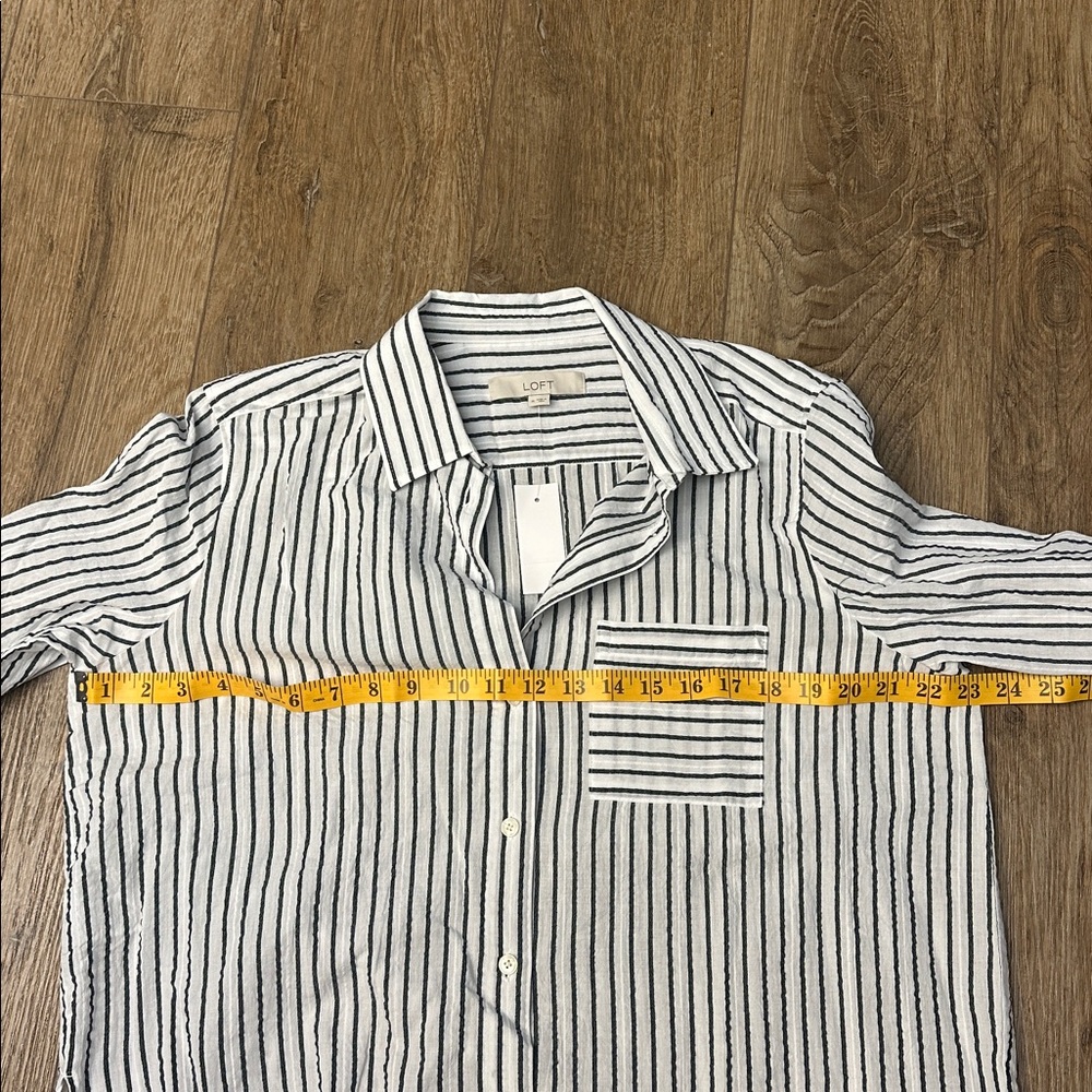 LOFT  Casual Striped Shirt in Gray and White - Picture 10 of 10